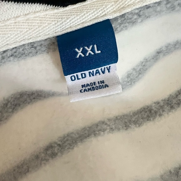 Old Navy XXL Quarter Zip White Black Stripe Sweatshirt Casual Loungewear - Picture 6 of 9